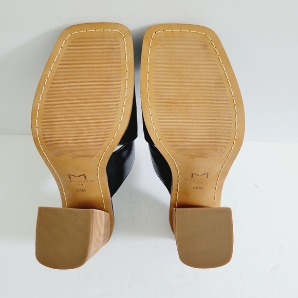 NEW Marc Fisher Leather Heeled Block Slip On Sandals Size 6.5 - Picture 6 of 7